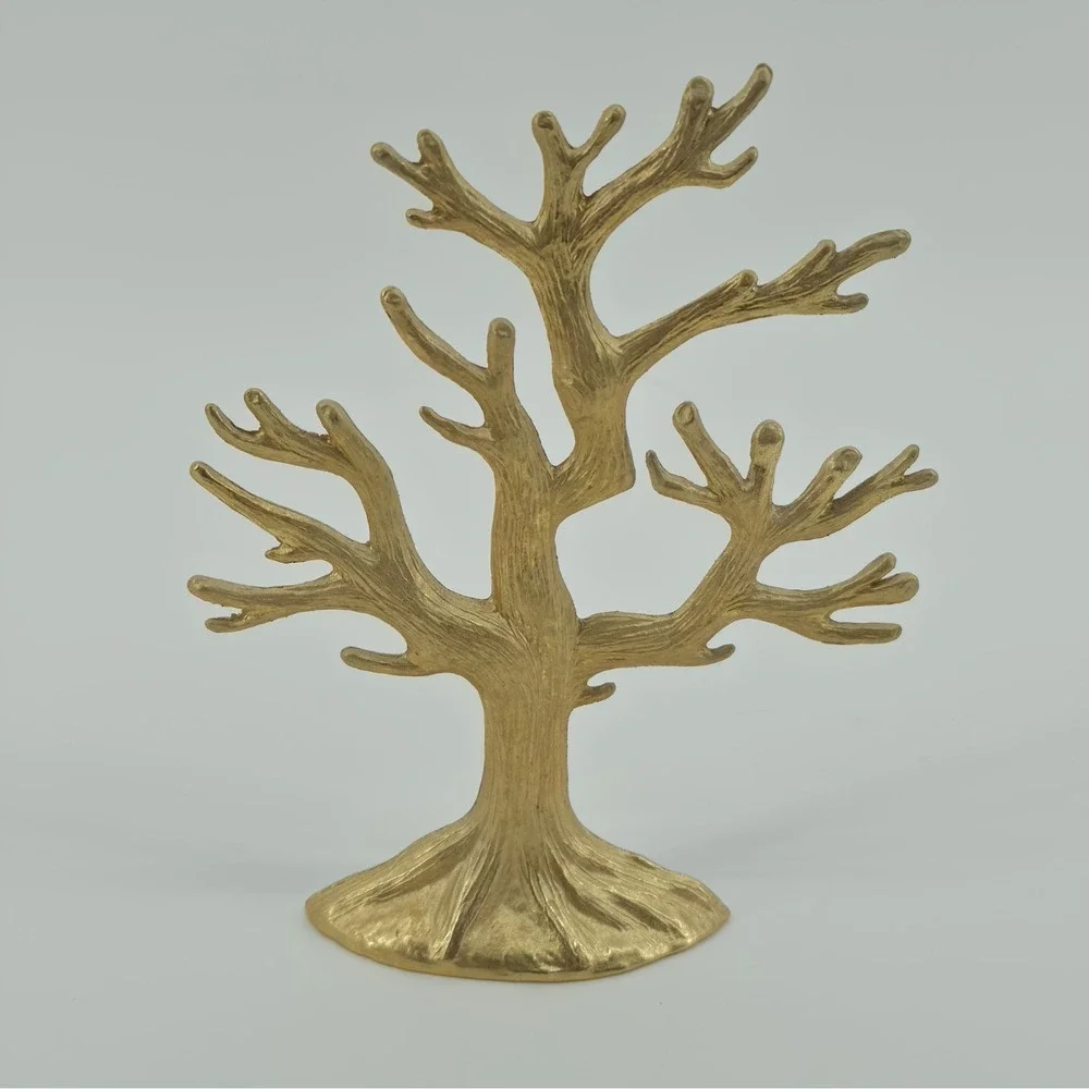 1970's Brass Gold Finish Charms Accessory Tree BY SEARS With 8 Mini Photo Frame
